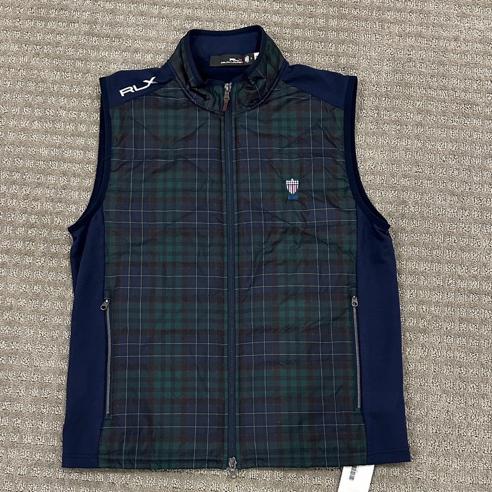 Ralph Lauren RLX Navy and Green Plaid Golf Vest